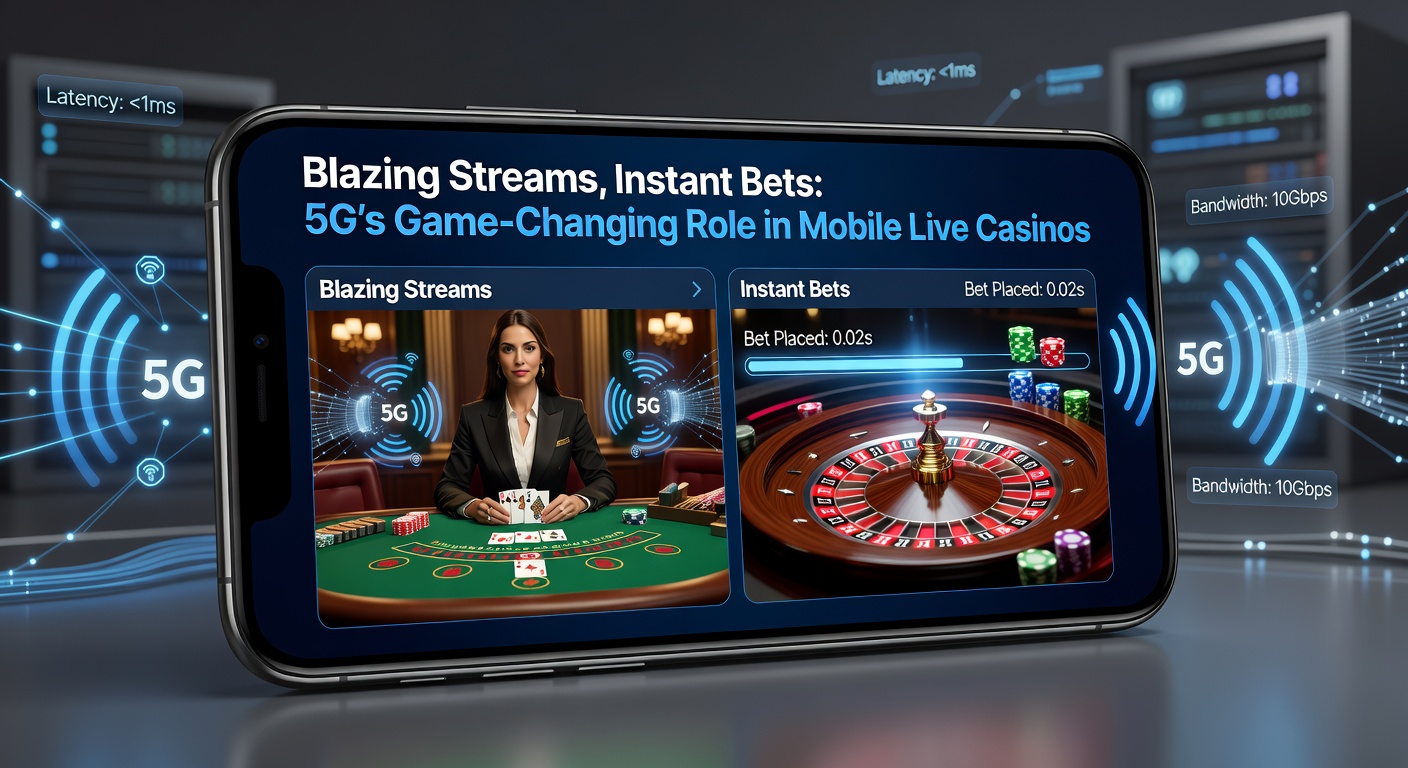 Dynamic split-screen view of a mobile live casino roulette game under 5G, showing instant bet placement and smooth dealer interaction