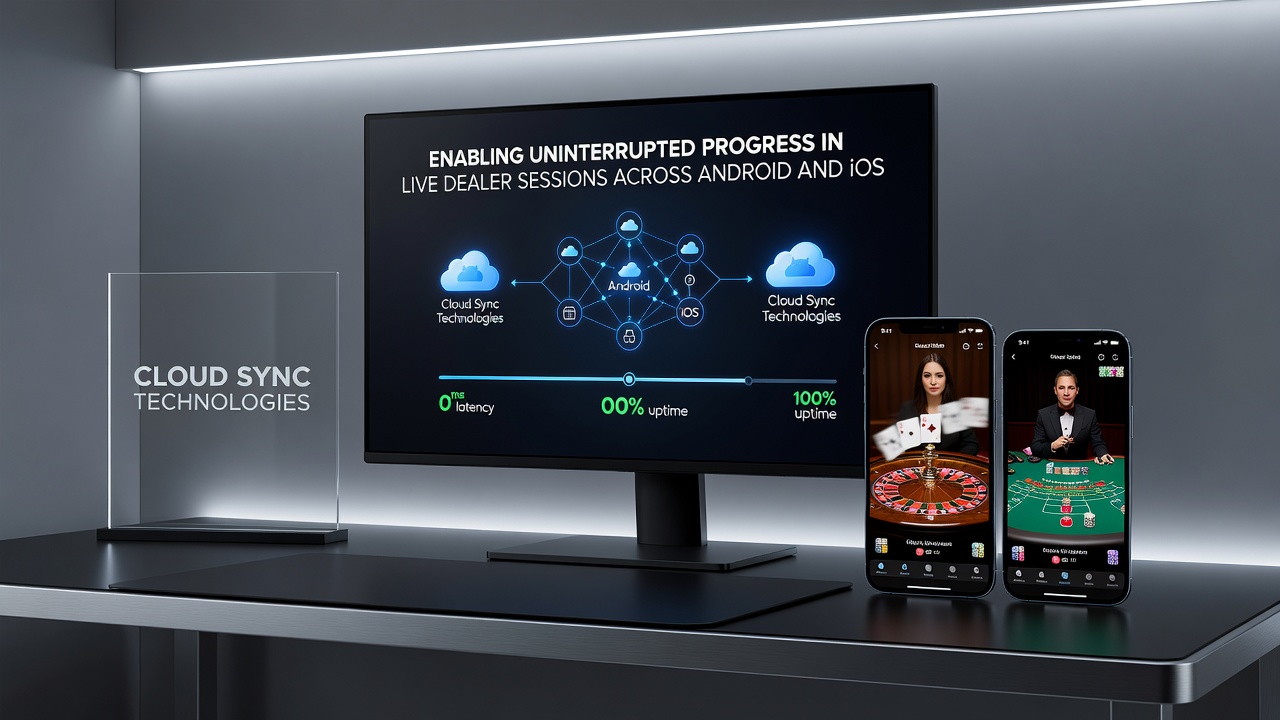 Mobile devices displaying synchronized live dealer table interfaces on Android and iOS