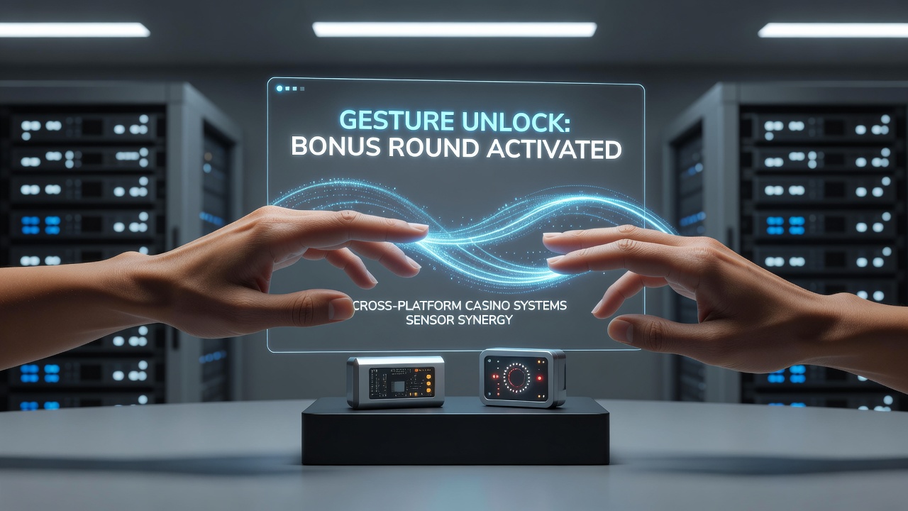 Cross-platform casino app interface showing gesture prompts activated by device sensors during bonus round