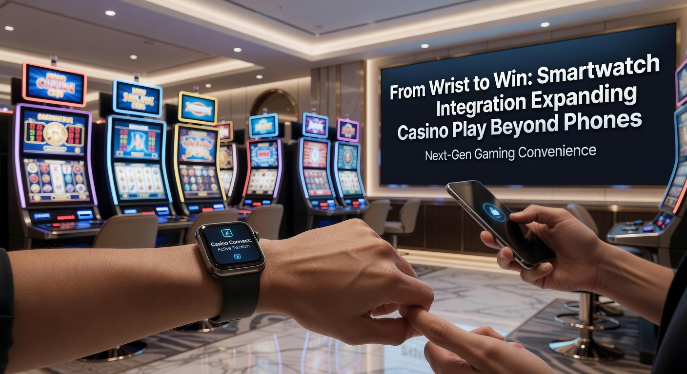 Close-up of smartwatch screen showing live dealer blackjack table and chip stack controls