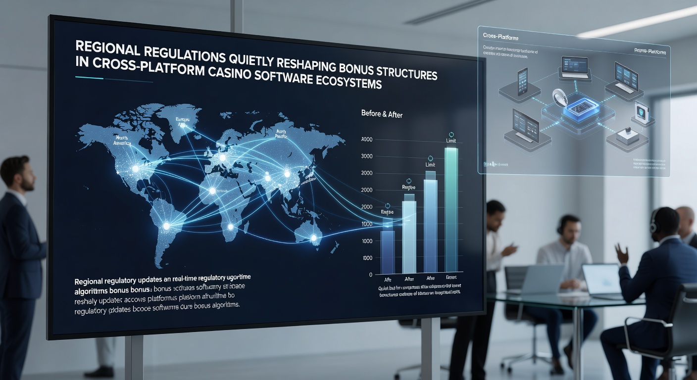Cross-platform casino software dashboard showing regional bonus configurations and compliance settings